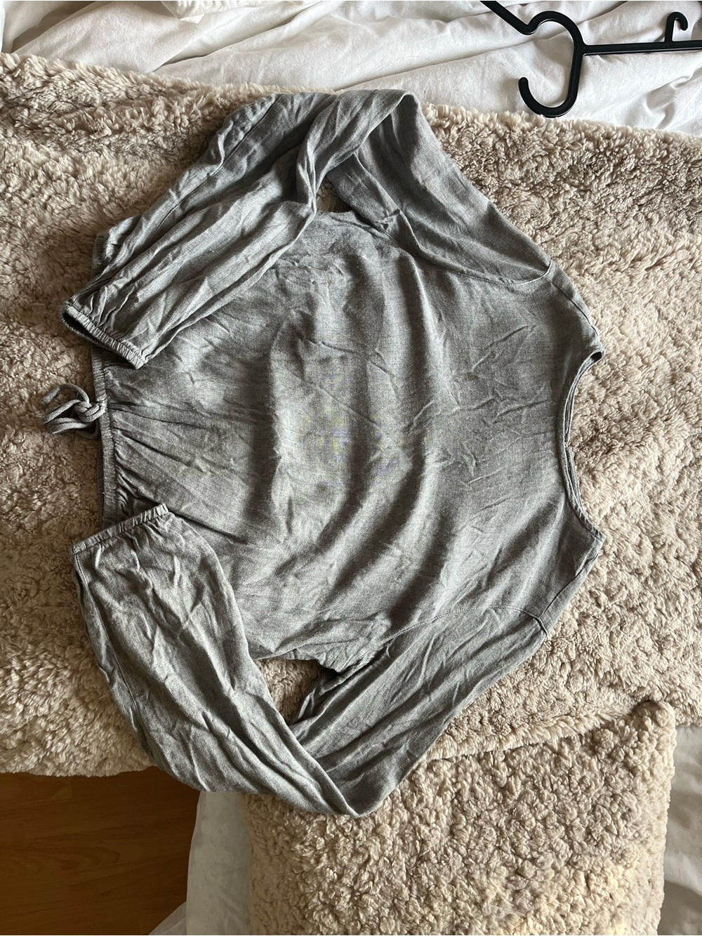 Dynamite Soft Long Sleeve Sleep Top in Light Gray